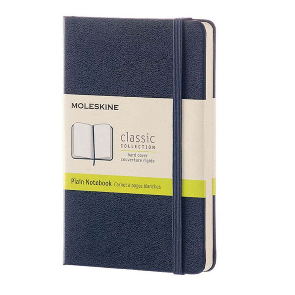 Moleskine Classic Hardcover Writing Pocket Notebook/Journal Plain Sapphire Blue