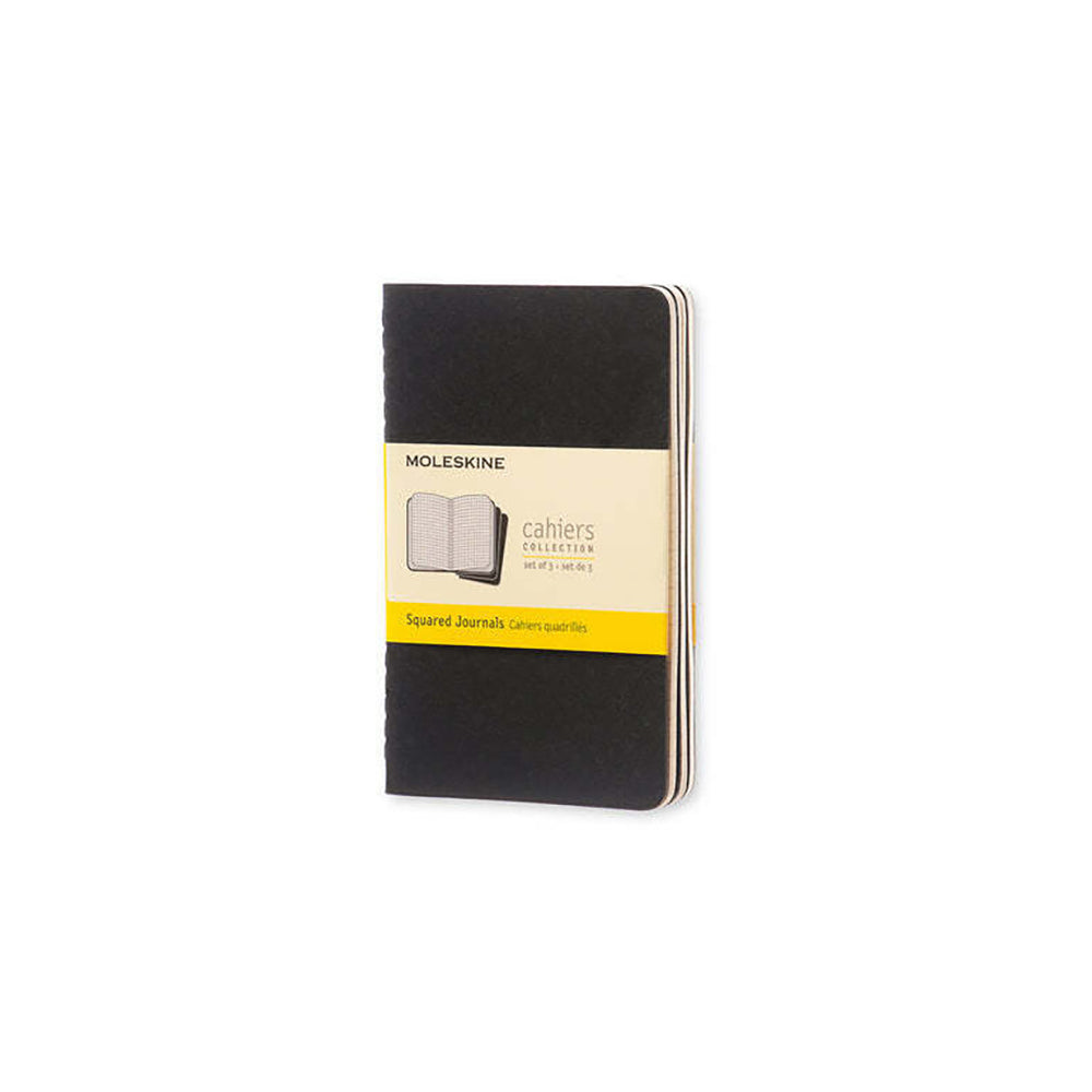 Moleskine Cahier Soft Cover Writing Notebook/Journal Grid Set Black Pocket (3 Pieces)