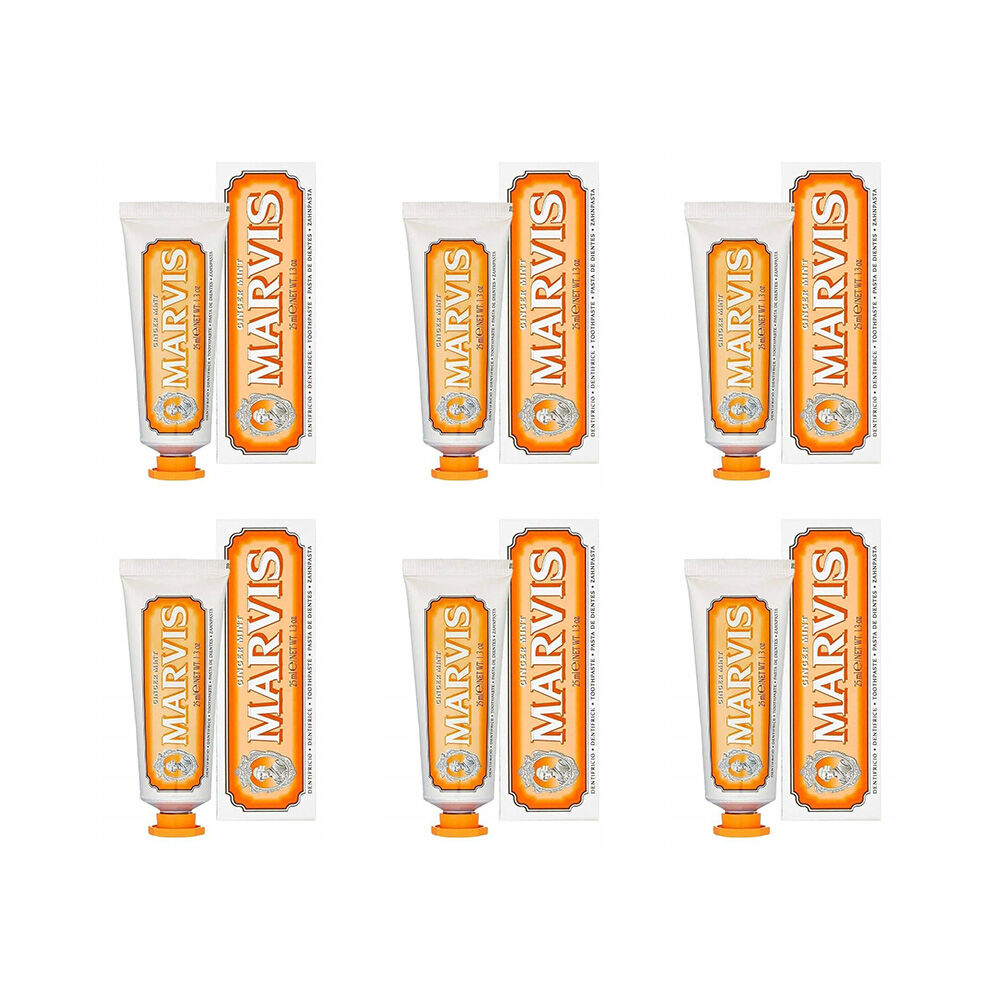 Marvis Travel Size Oral Care Compact Portable Toothpaste 25ml Ginger Mint (6 Pack)