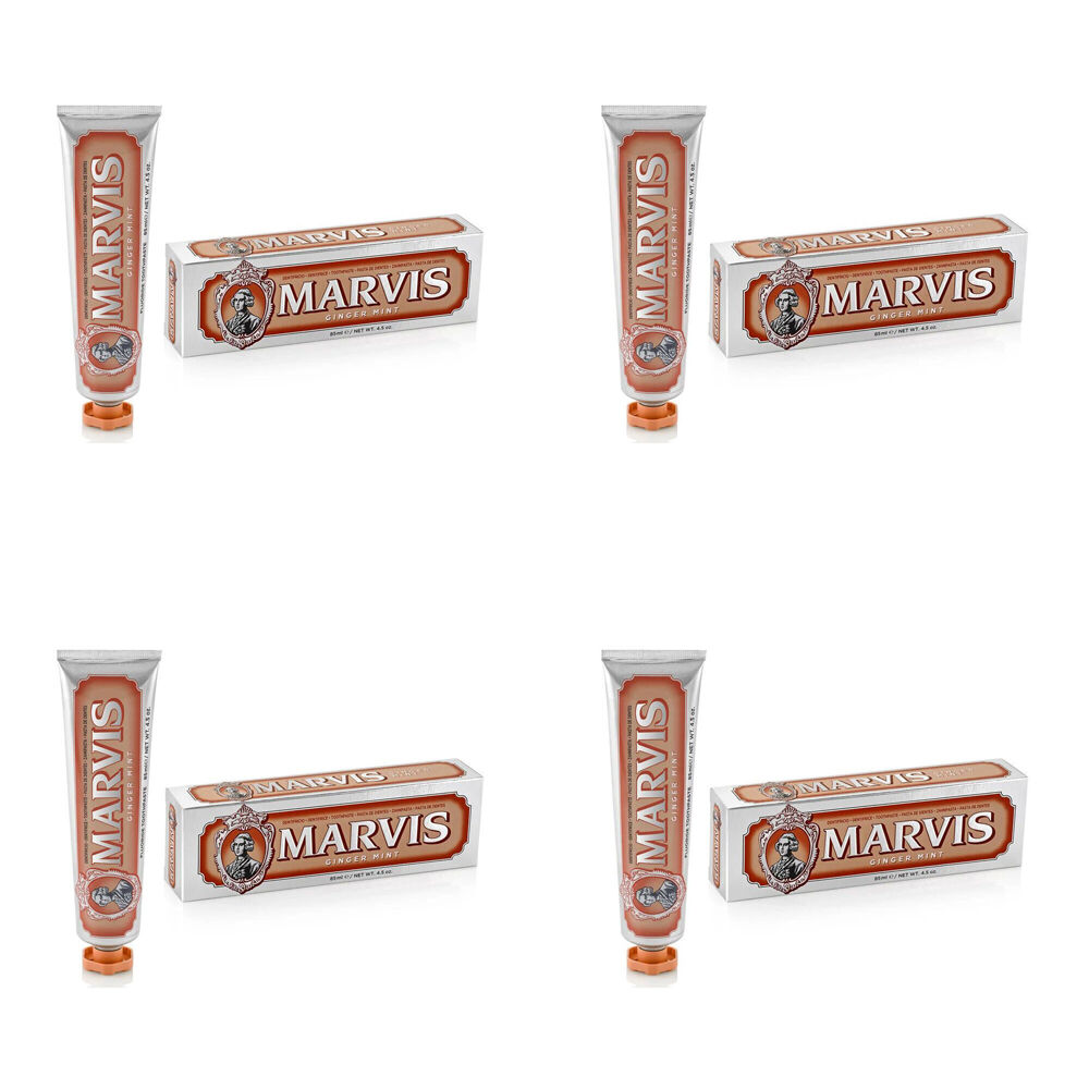 Marvis Daily Dental Hygiene Portable Fluoride Toothpaste 85ml Ginger Mint (4 Pack)