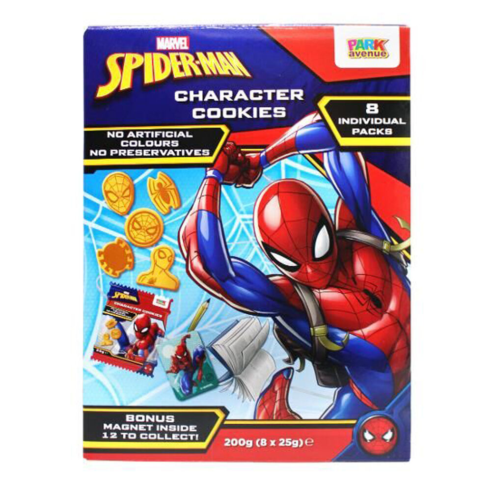 Marvel Spiderman 25g Marvel Spiderman Character Cookies w/ Magnet to Collect Individual Pack (8 Pack)