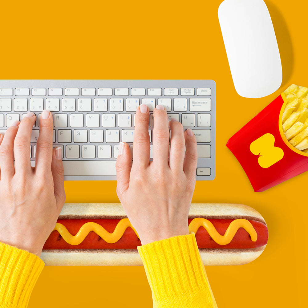 Mustard Memory Foam Long Hot Dog Keyboard Rest Decorative Hand Wrist Support — image 2