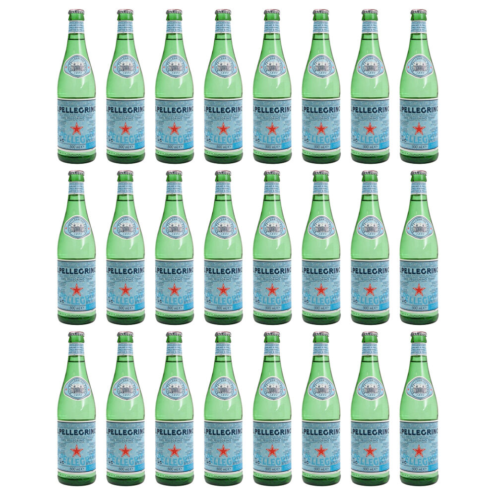 San Pellegrino Italian Sparkling Mineral Water Green Glass Bottle 500ml (24 Pack)