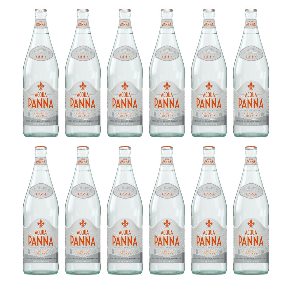 Acqua Panna Premium Italian Still Mineral Water w/Glass Bottle (12 Pack) — 1l