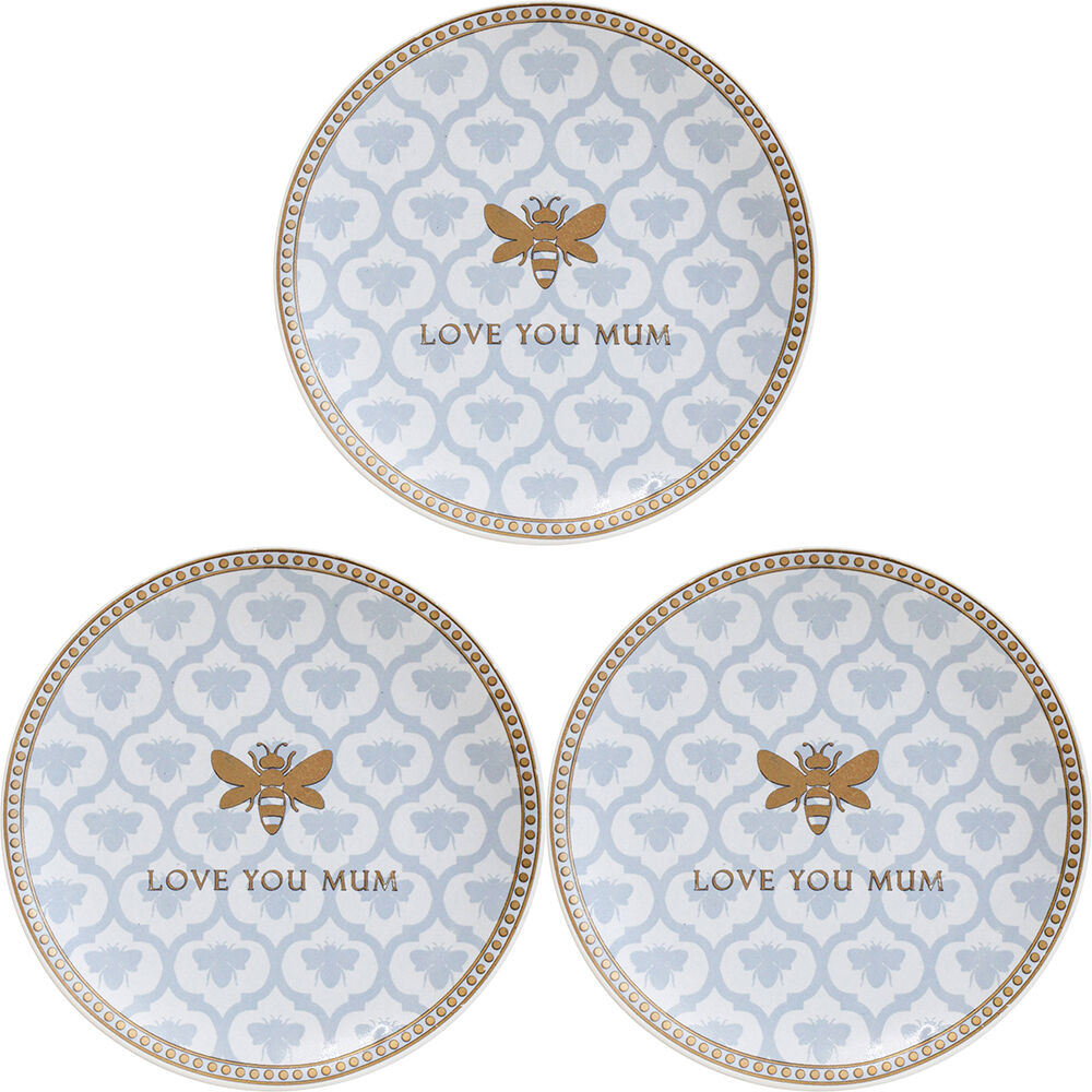 LVD Bee Dish Ceramic Serving Plate Display Home/Office Decor Round 10cm Mum (3 Pack)