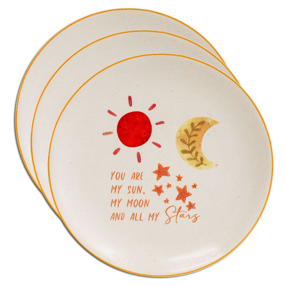 LVD Decorative Ceramic 10cm Round Trinket Plate Dish Home Room Decor You Are My (3 Pack)