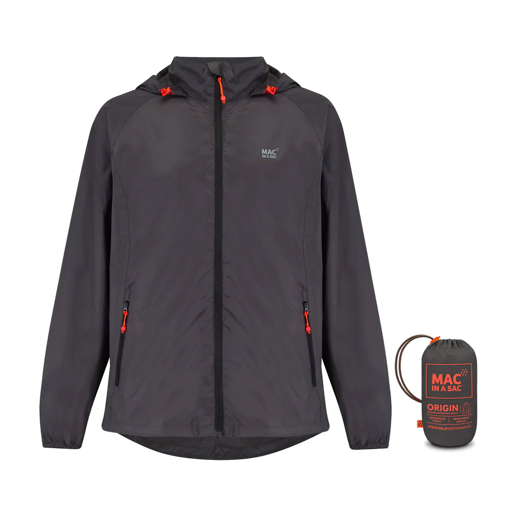 Mac in a Sac Packable Unisex Adult Waterproof Outerwear Jacket Charcoal XS