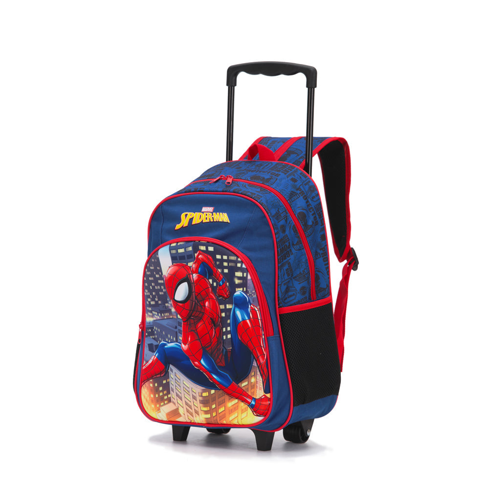 Marvel Spiderman 17'' Trolley Backpack Kids/Children 2-Wheeled Travel Bag Blue