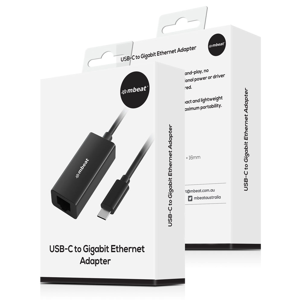 Mbeat Plug & Play Male USB-C to Female Gigabit LAN Ethernet RJ45 Adapter Black — image 4