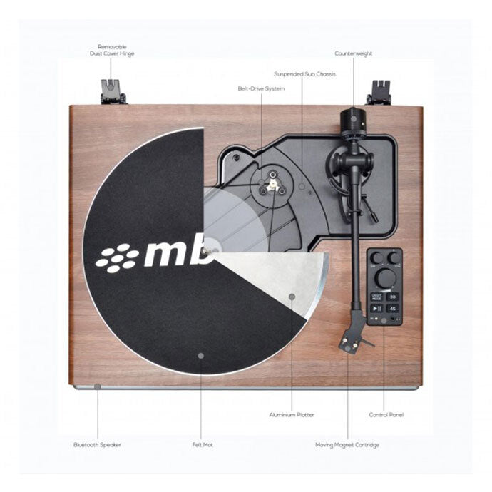 Mbeat HiFi 35W 33/45 RPM Turntable/Vinyl Player w/ Bluetooth Speakers Walnut — image 6
