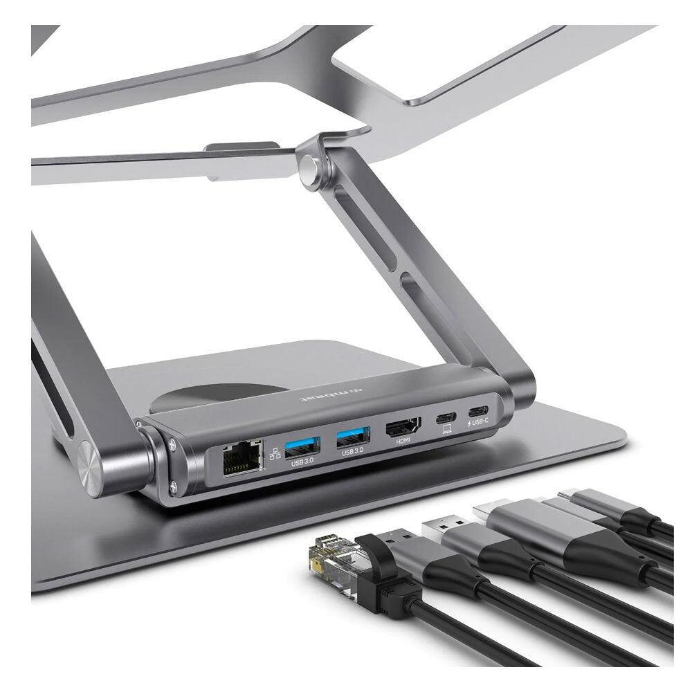 Mbeat Stage S12 Rotating Laptop Stand with USB-C Docking Station - Space Grey — image 2