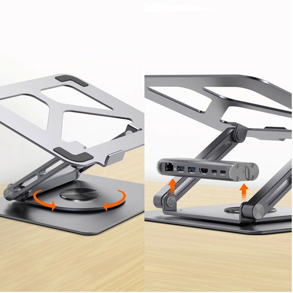 Mbeat Stage S12 Rotating Laptop Stand with USB-C Docking Station - Space Grey — image 3