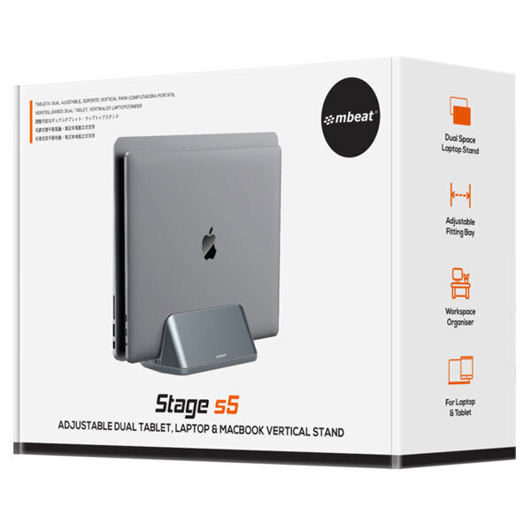 Mbeat Stage S5 18cm Adjustable Dual Vertical Stand Mount for MacBook Space Grey — image 7