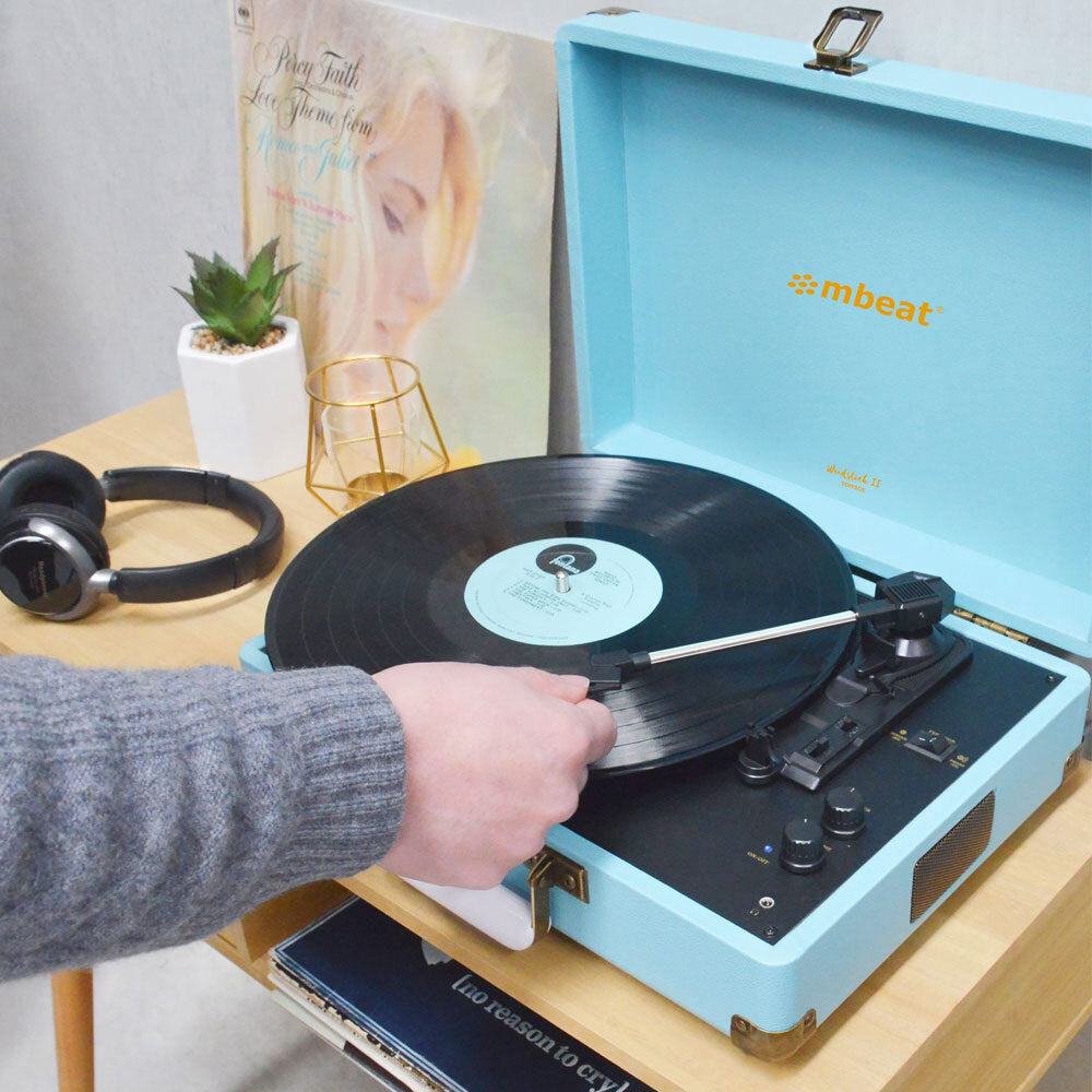 Mbeat Woostock 2 Retro Bluetooth Music Vinyl Turntable Record Player Sky Blue — image 7