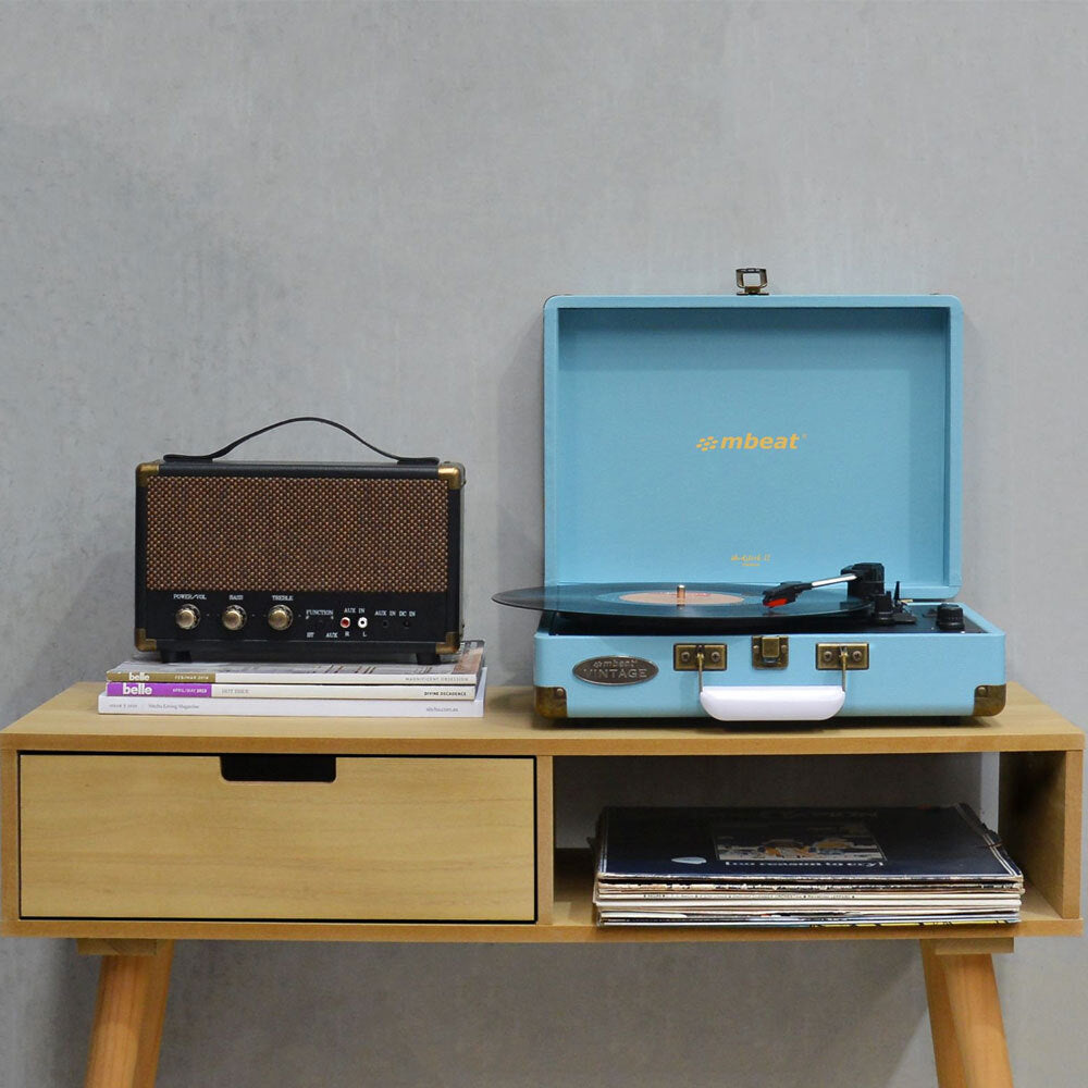 Mbeat Woostock 2 Retro Bluetooth Music Vinyl Turntable Record Player Sky Blue — image 6
