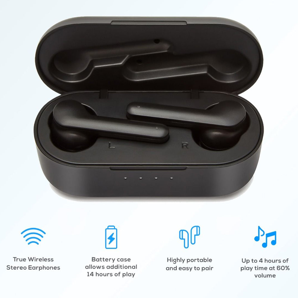 Mbeat E2 True Wireless Earphone Bluetooth Earbuds w/ Charging Case f/ Phones BLK — image 2
