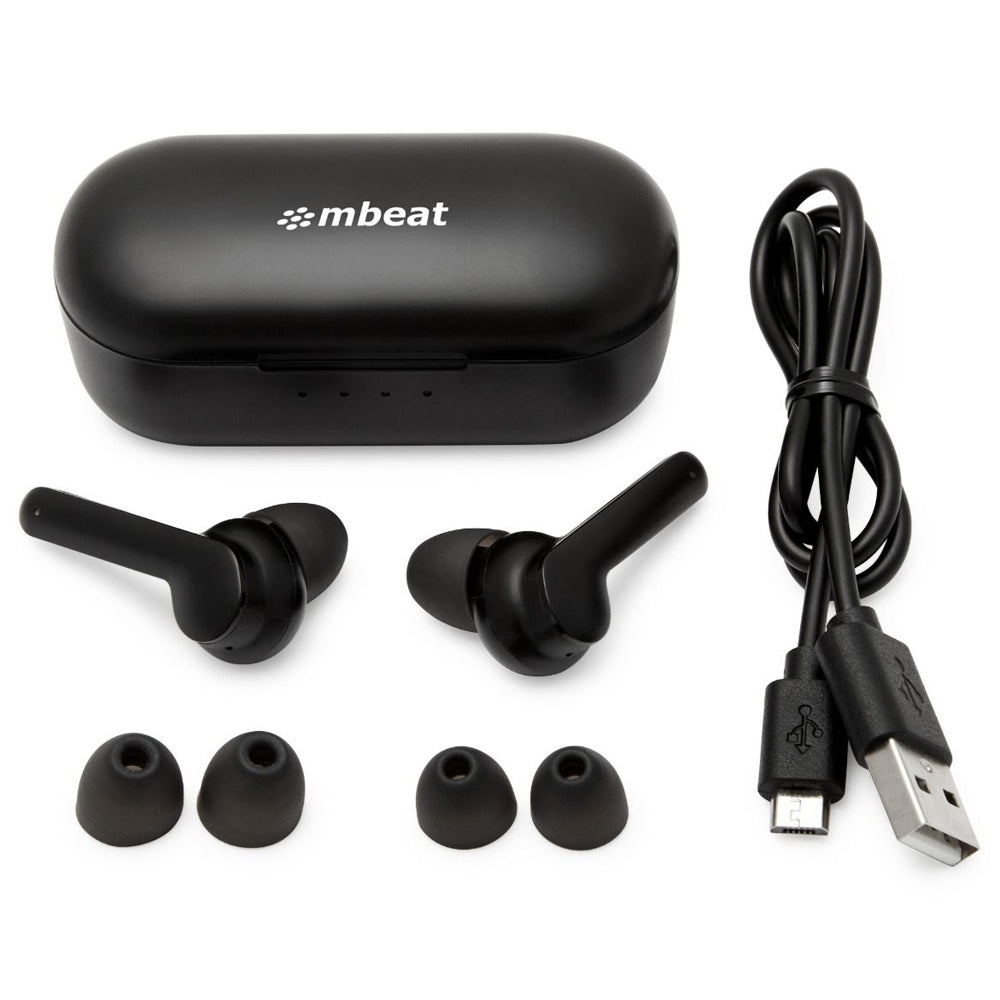 Mbeat E2 True Wireless Earphone Bluetooth Earbuds w/ Charging Case f/ Phones BLK — image 6