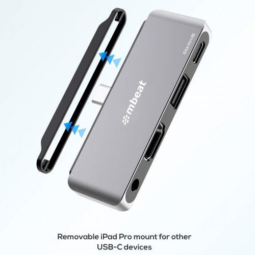 Mbeat Elite Mini 4-in-1 USB-C Mobile Hub/Connector HDMI/3.5mm for iPad Space GRY — image 3