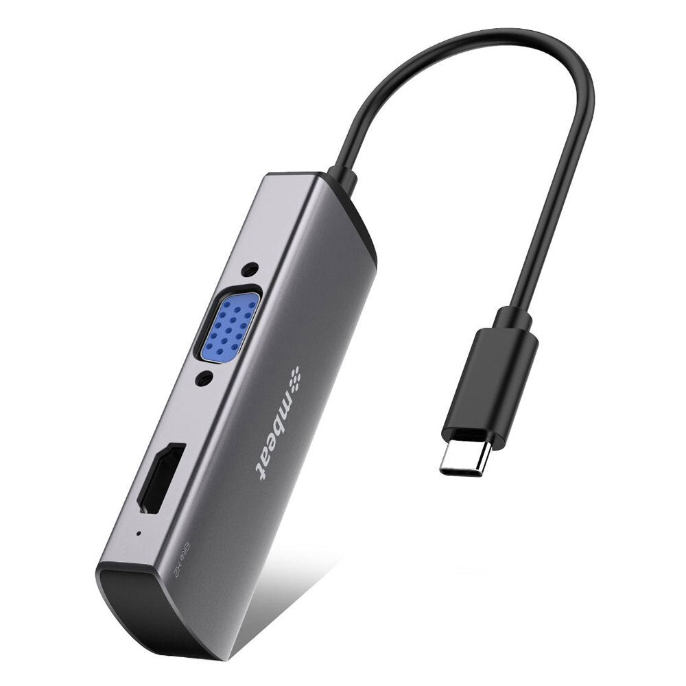 Mbeat Elite X2 2-In-1 USB-C to 4K Hdmi/vga Adapter Hub for Laptop Space Grey