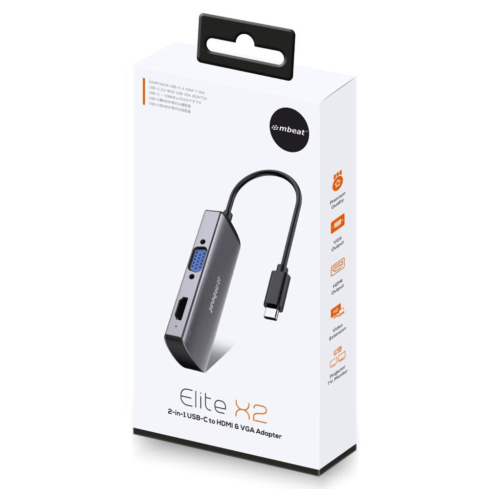 Mbeat Elite X2 2-In-1 USB-C to 4K Hdmi/vga Adapter Hub for Laptop Space Grey — image 7