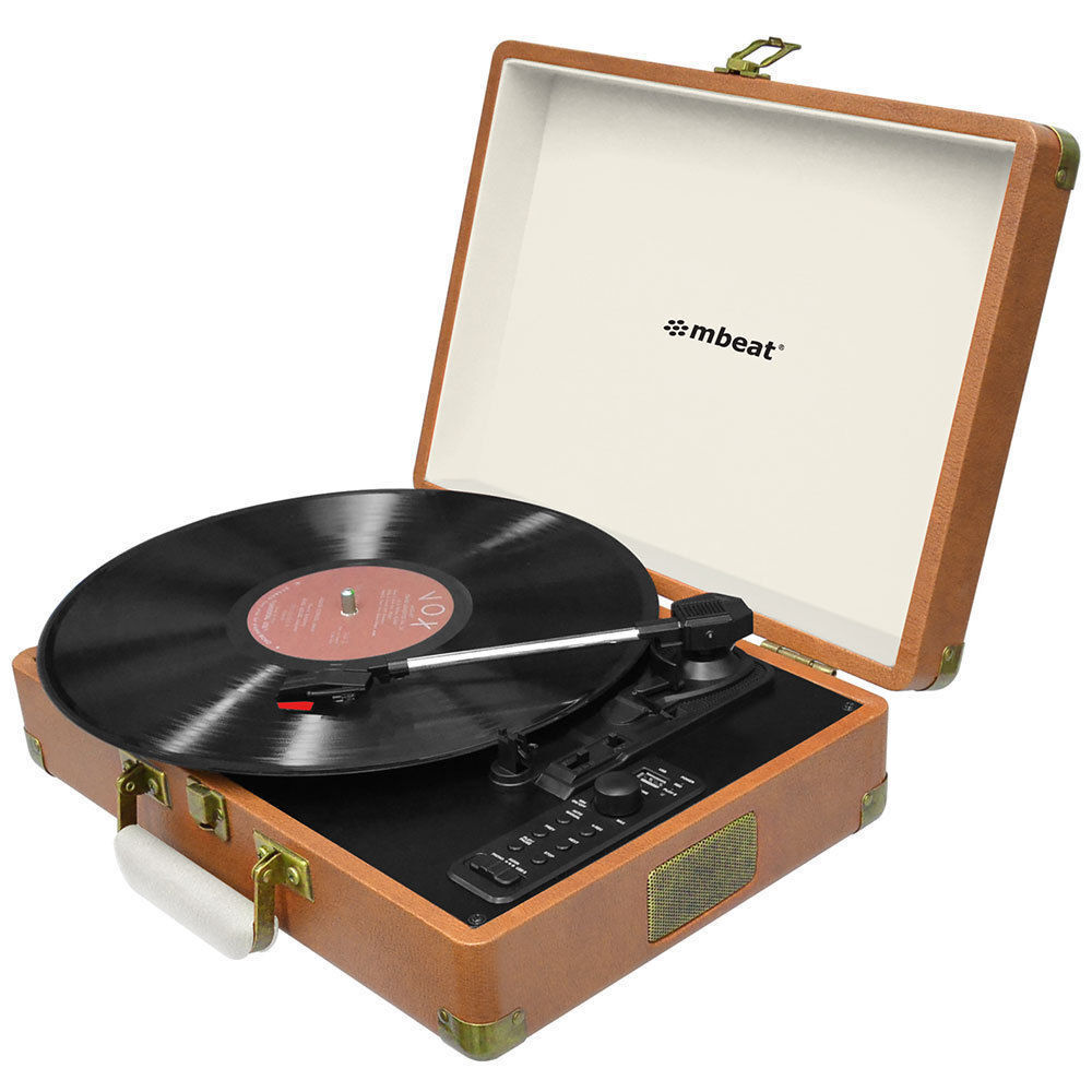 Mbeat Aria Retro Turntable w/ Bluetooth Speaker/AUX/USB Direct Recording Briefcase
