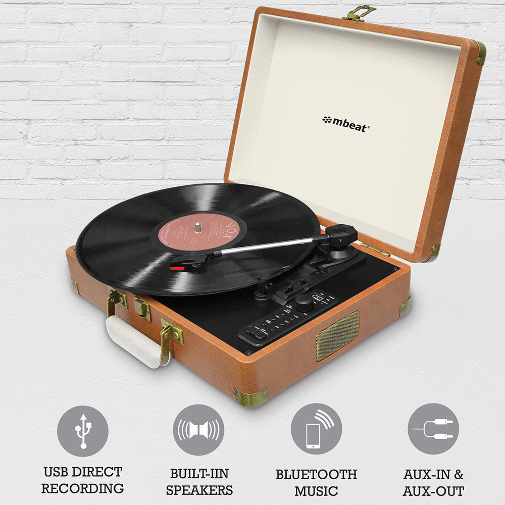 Mbeat Aria Retro Turntable w/ Bluetooth Speaker/AUX/USB Direct Recording Briefcase — image 2