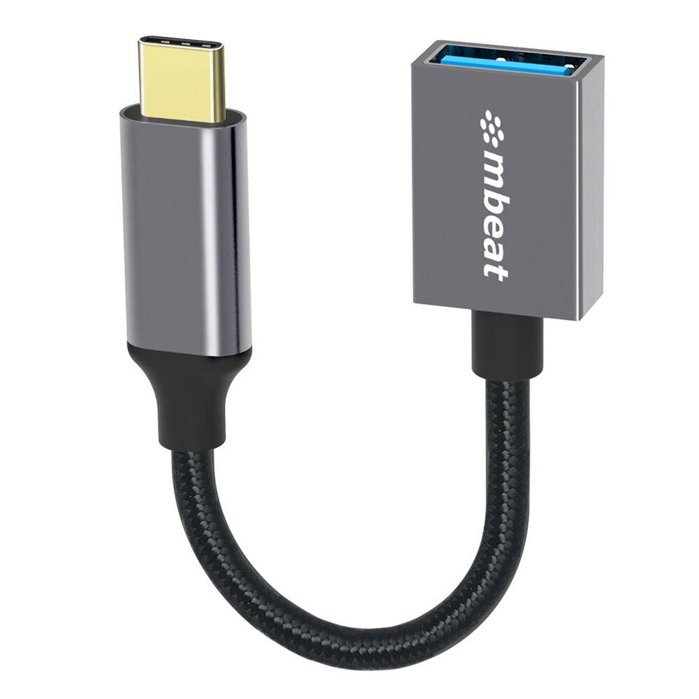 Mbeat Tough Link 15cm Male USB-C To Female USB 3.0 Adapter Connector Space Grey