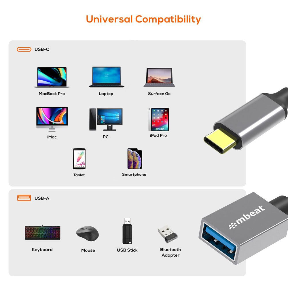 Mbeat Tough Link 15cm Male USB-C To Female USB 3.0 Adapter Connector Space Grey — image 4