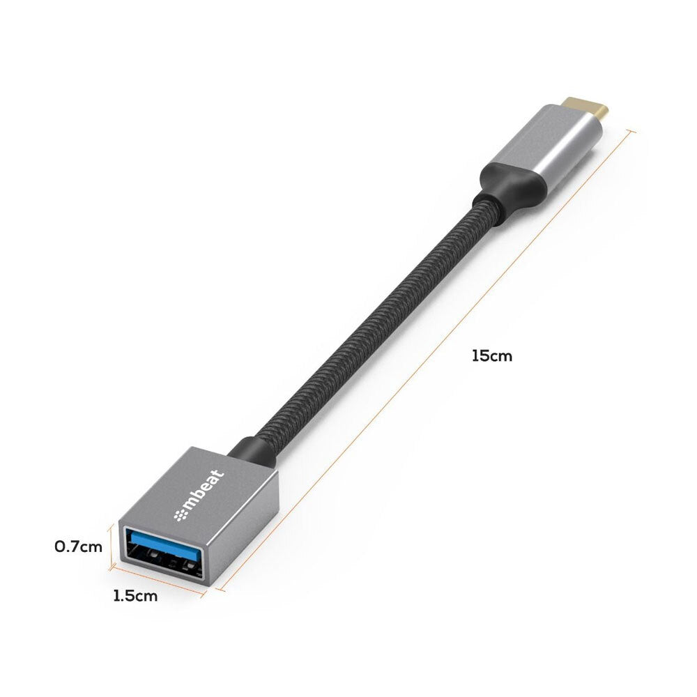 Mbeat Tough Link 15cm Male USB-C To Female USB 3.0 Adapter Connector Space Grey — image 6