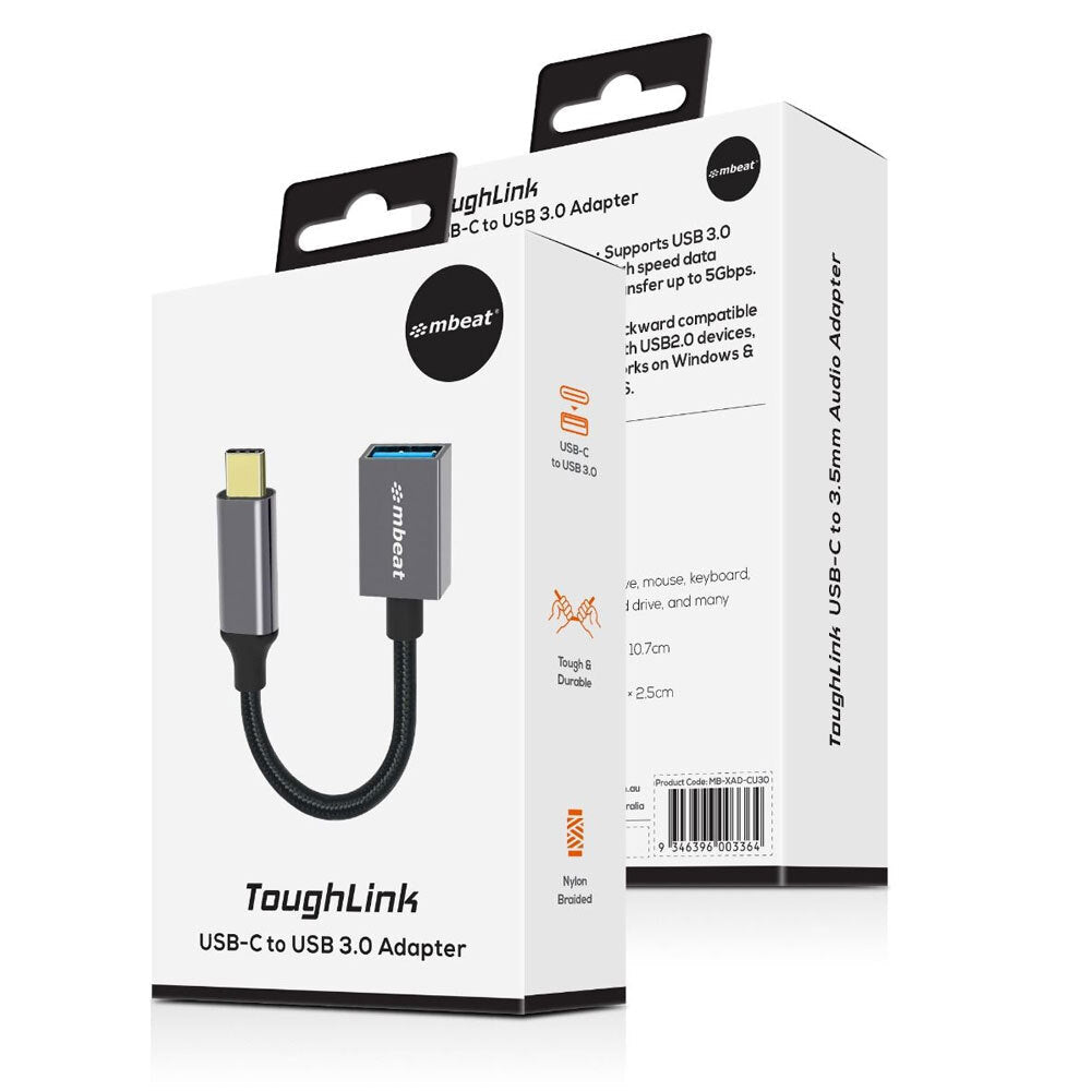 Mbeat Tough Link 15cm Male USB-C To Female USB 3.0 Adapter Connector Space Grey — image 7
