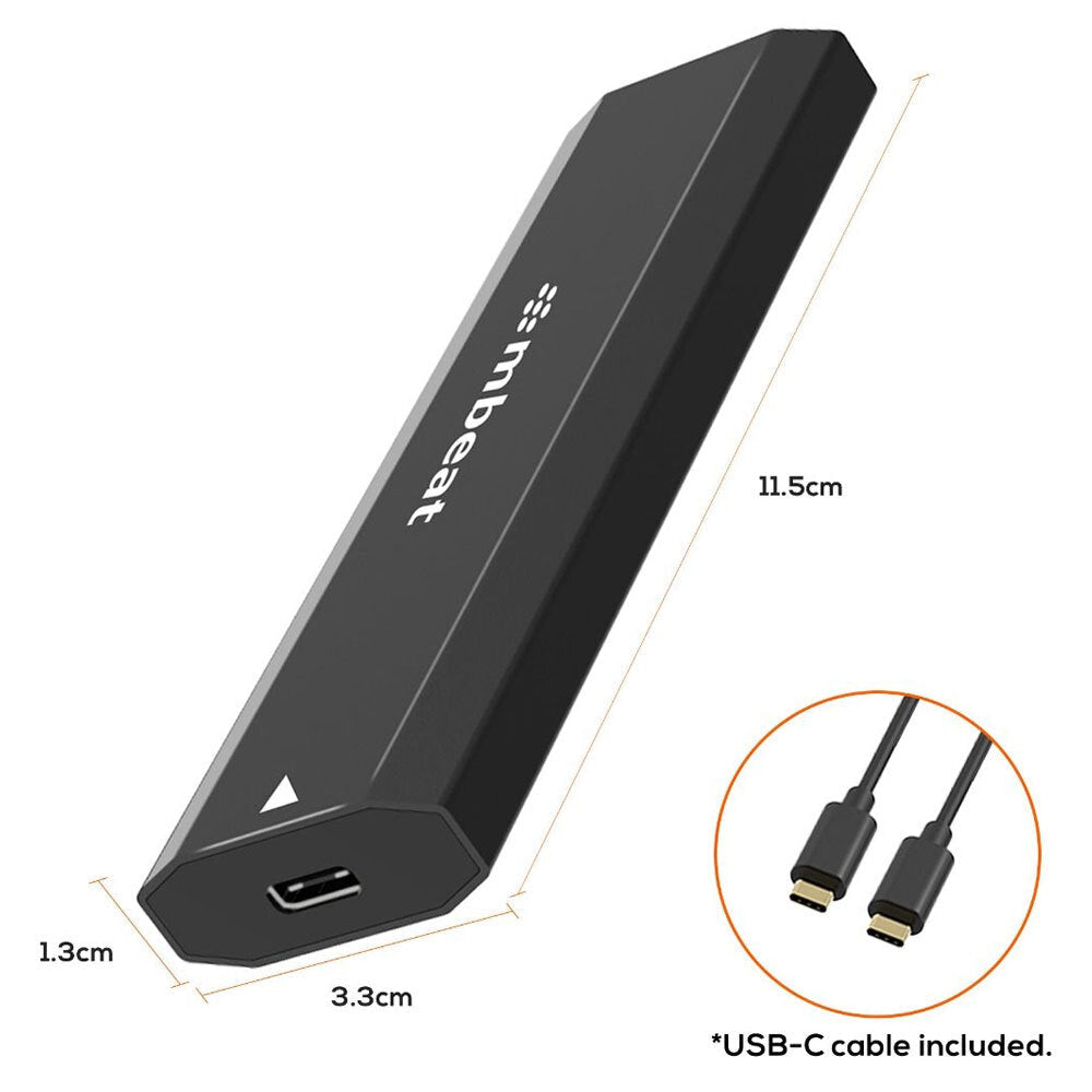 Mbeat Elite 10Gbps USB-C Male To M.2 SSD Female High Speed Enclosure Case Black — image 7