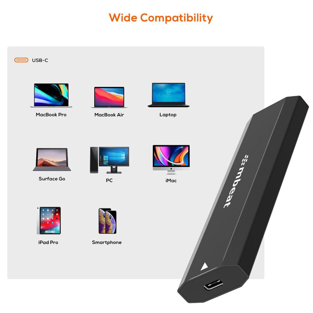 Mbeat Elite 10Gbps USB-C Male To M.2 SSD Female High Speed Enclosure Case Black — image 5