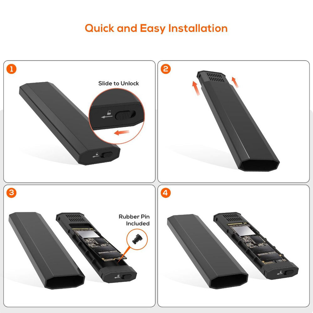 Mbeat Elite 10Gbps USB-C Male To M.2 SSD Female High Speed Enclosure Case Black — image 6