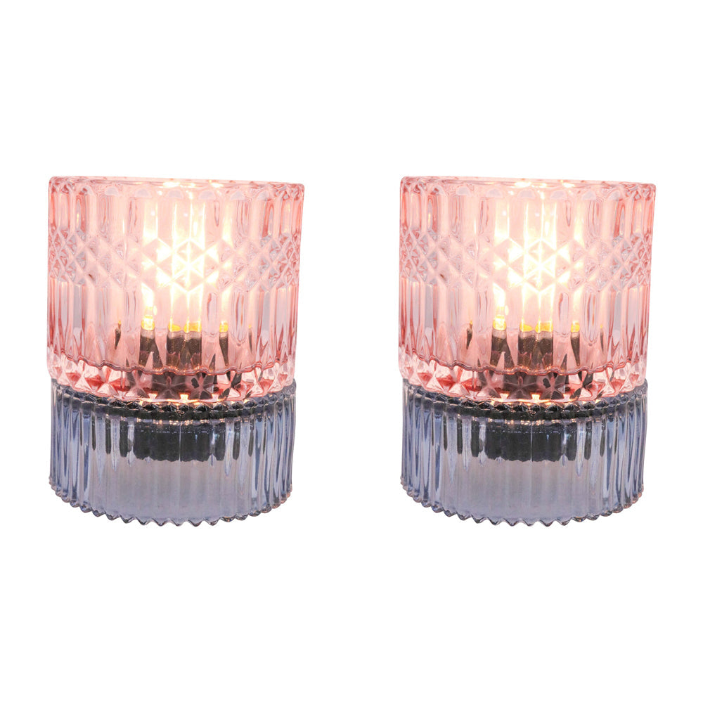 LVD Led Glass Night Light Lamp Home/Room Decor 14cm - Blue/Pink (2 Pack)