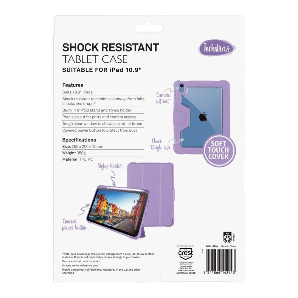 Techxtras Shock Resistant Tri-Folding Tablet Case for iPad 10.9" Lavender — image 3