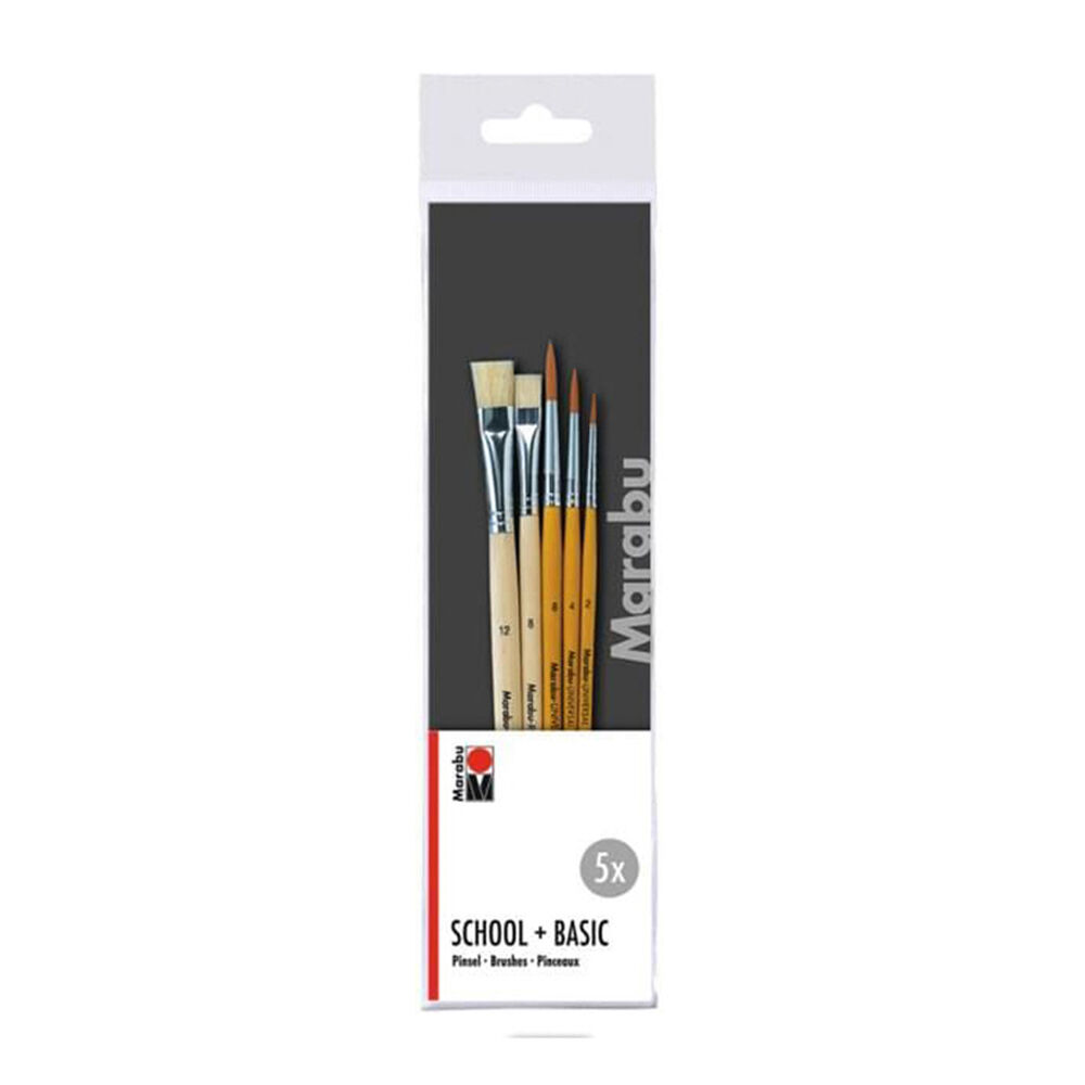 Marabu 5pc Marabu Multipurpose Basic School Art & Crafts Paint Brush Set Wooden (2 Pack) — image 2