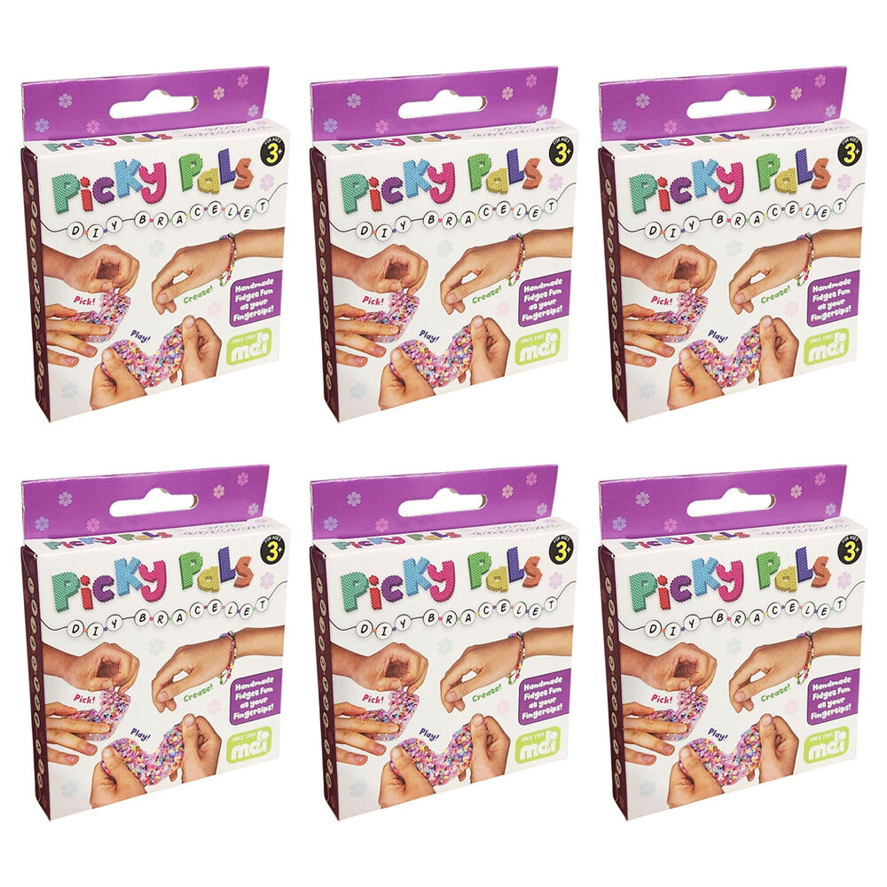 Mdi Picky Pals DIY Bracelet Kids Accessory Sensory Toy Craft Kit 3+ Assorted (6 Pack)