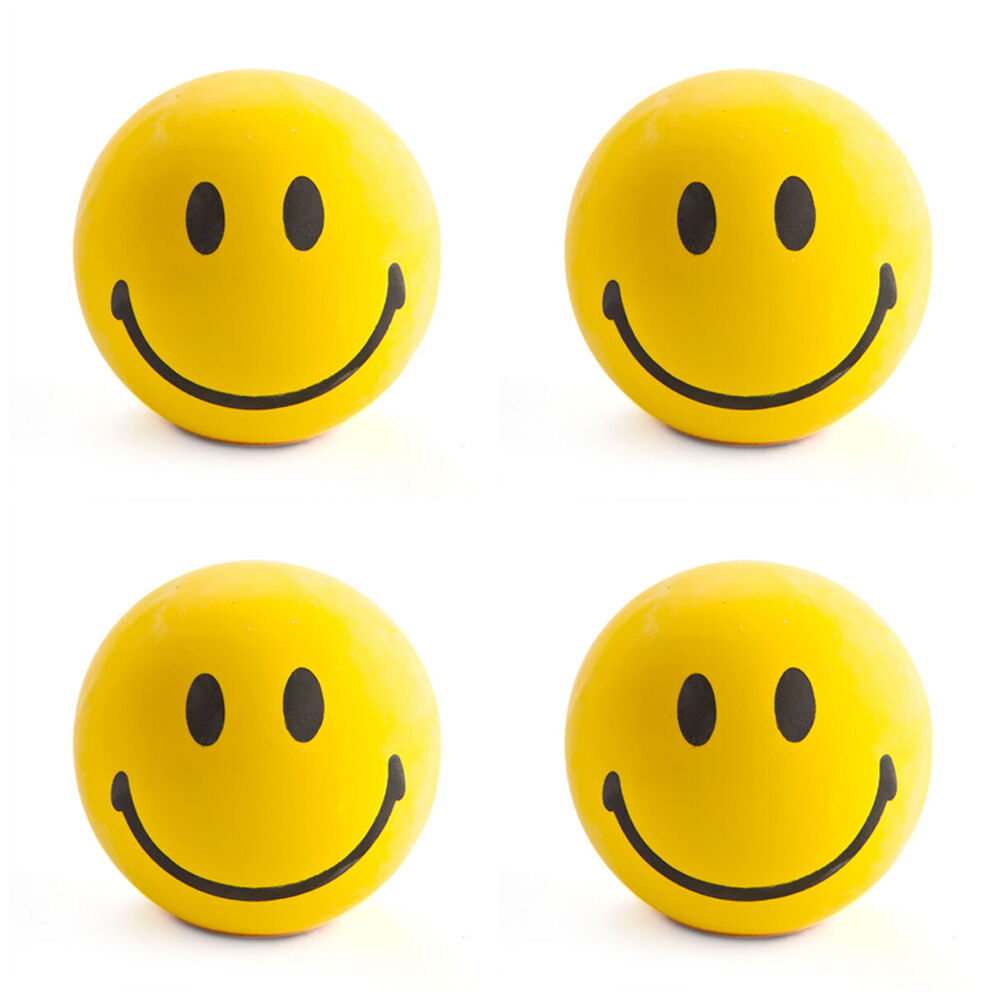 Mdi Smiley Stress-Relief Ball Kids/Children Sensory Play Toy Yellow 3y+ (4 Pack)