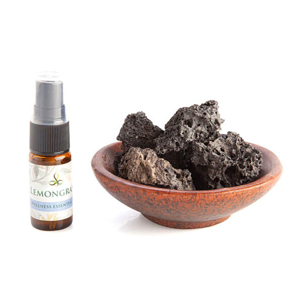 Mdi Lava Rock Room Diffuser Bowl w/ Spray Essential Oil Lemongrass Scent (4 Pack) — image 2