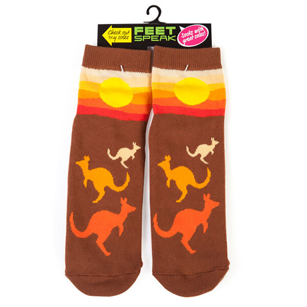 Feet Speak Kangaroo Women's Casual Crew Socks Cute-Printed Brown One-Size