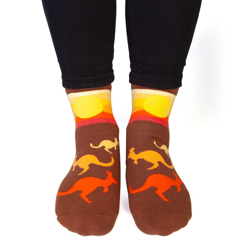 Feet Speak Kangaroo Women's Casual Crew Socks Cute-Printed Brown One-Size (4 Pack) — image 4