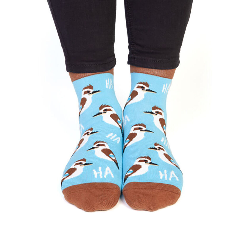Feet Speak Kookaburra Women's Casual Crew Socks Cute-Printed Blue One-Size (2 Pack) — image 3