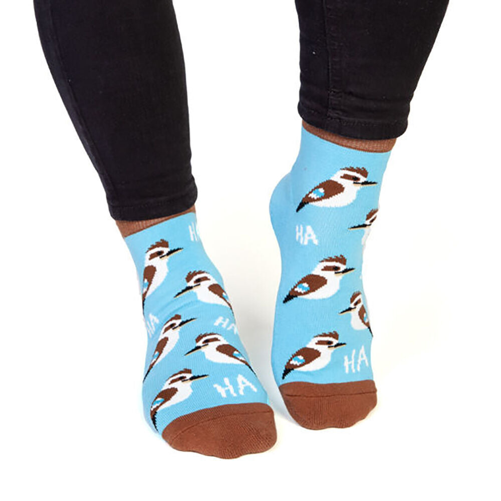 Feet Speak Kookaburra Women's Casual Crew Socks Cute-Printed Blue One-Size (2 Pack) — image 4