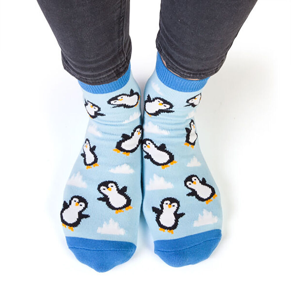 Feet Speak Penguin Womens Casual Ankle/Crew Socks Cute-Printed Blue One-Size (2 Pack) — image 4