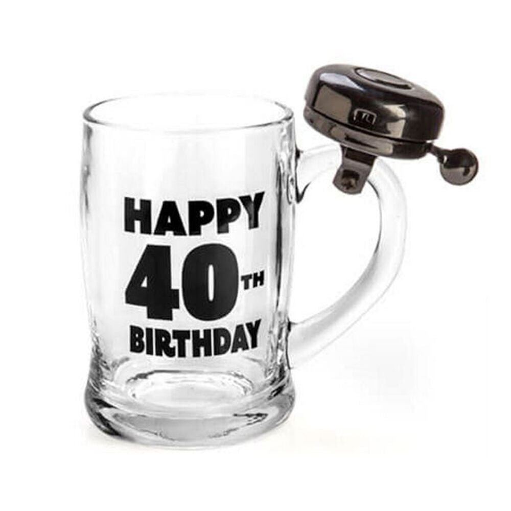 Mdi Bell Mug Beer Stein Glass Pub Party Drinkware Clear Happy 40th Birthday (2 Pack) — image 2