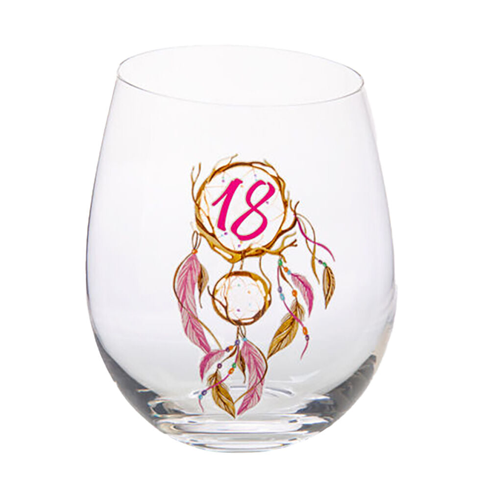 Tallulah Dreamcatcher 18th Birthday Bevel Stemless Wine Glass Drinkware