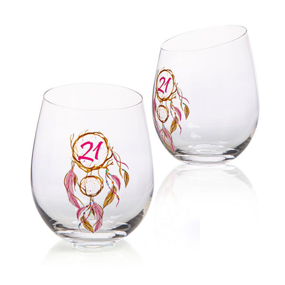 Tallulah Bevel Stemless Wine Glass Drinkware Dreamcatcher 21st Birthday (2 Pack) — image 6
