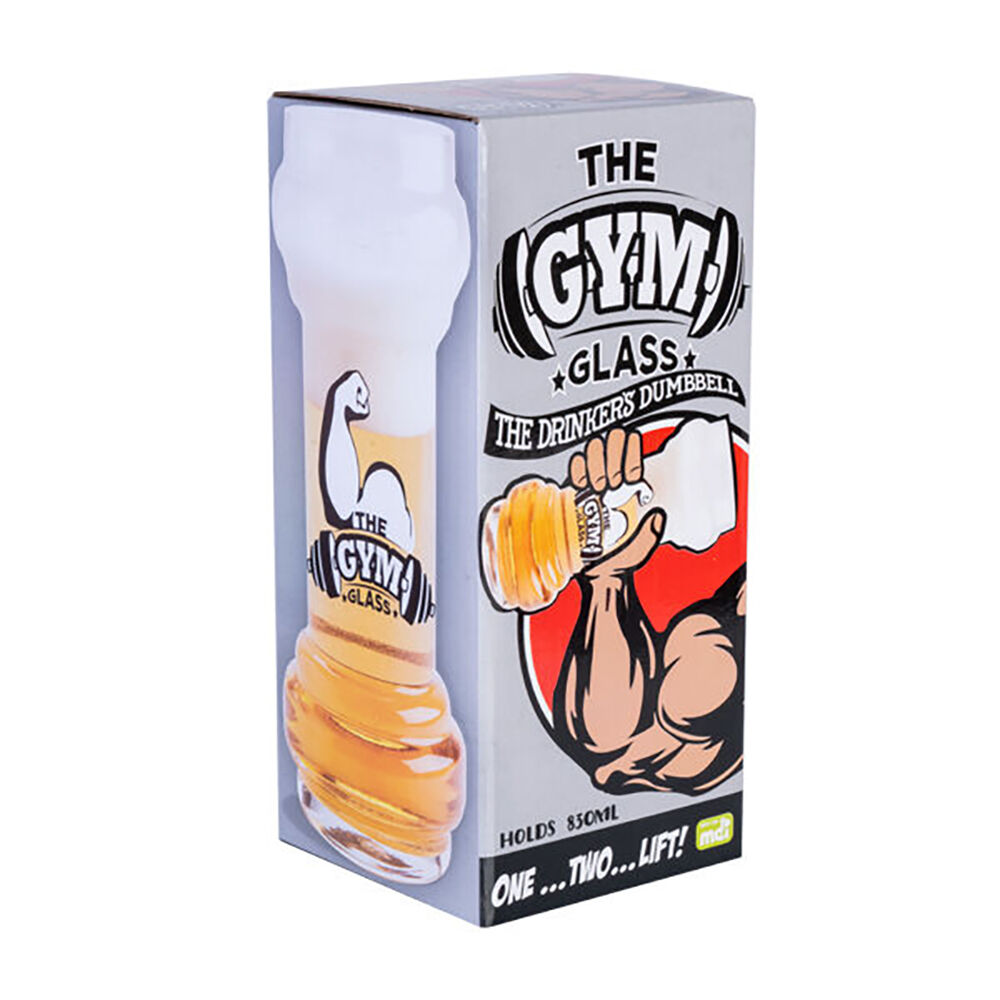 Mdi 830ml The Gym Class Dumbbell Shaped Novelty Beer Glass 9.3x22cm Clear — image 3