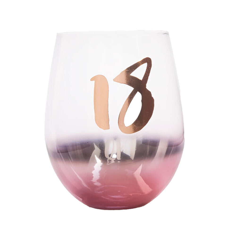 Tallulah Blush Stemless Wine Glass Cup Party Drinkware Clear 18th Birthday (2 Pack) — image 2