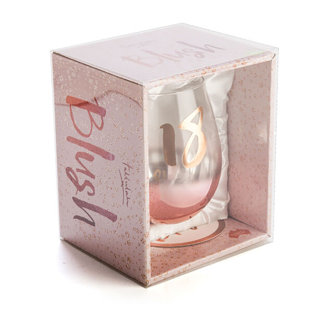 Tallulah Blush Stemless Wine Glass Cup Party Drinkware Clear 18th Birthday — image 2